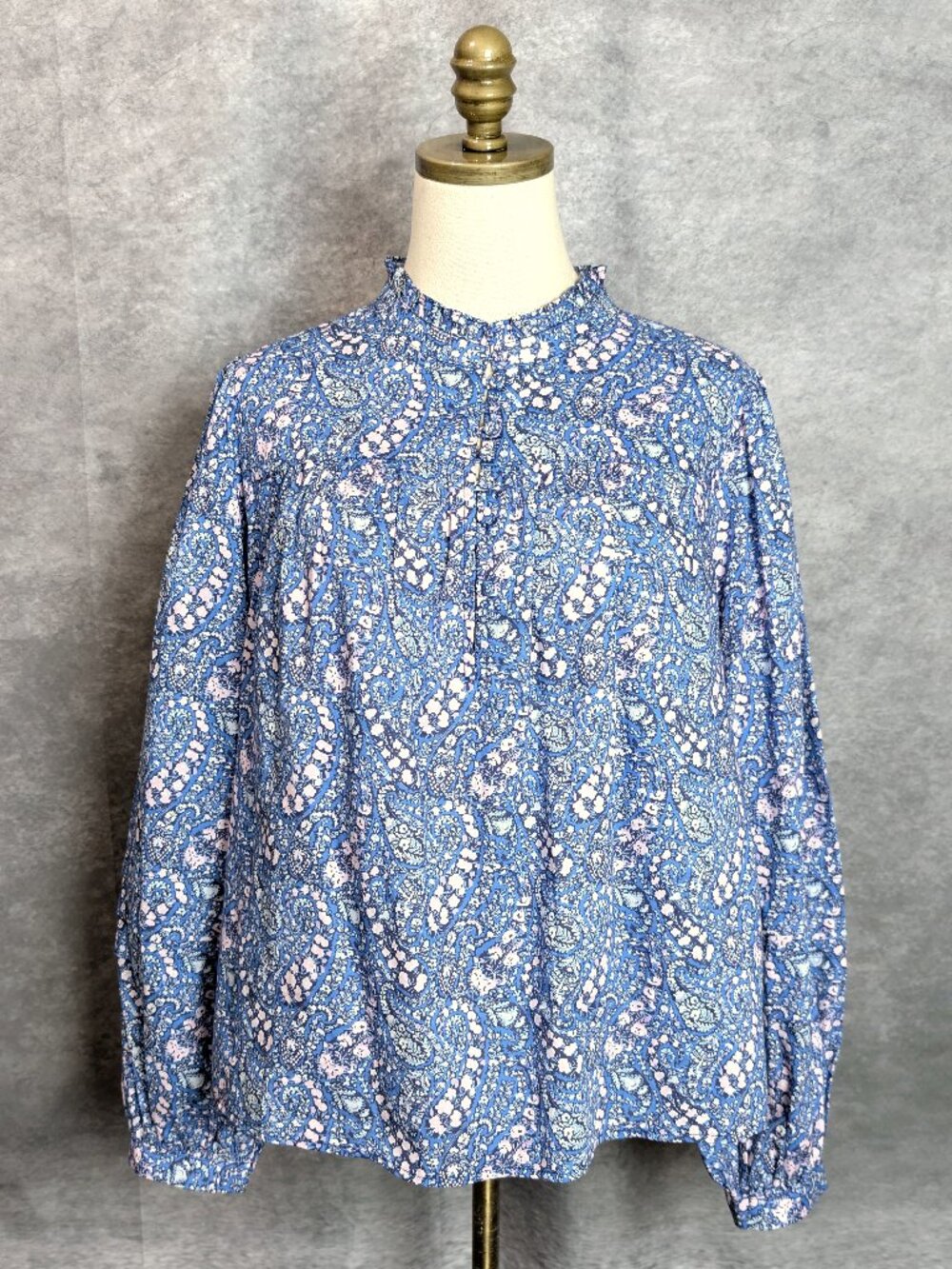 J. Crew Liberty Bourton Bloom Fabric Floral Ruffleneck Popover Blouse M Preppy